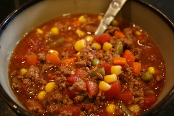 Vegetable beef soup with ground beef recipe