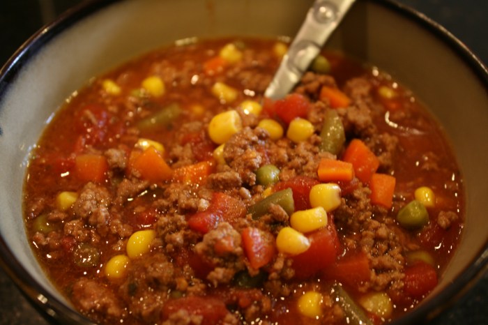 Vegetable beef soup with ground beef recipe