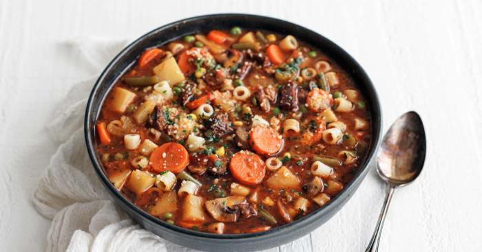 Vegetable beef soup with ground beef recipe